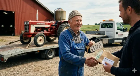 Gammel mand sælger traktor til Skrottraktor.dk